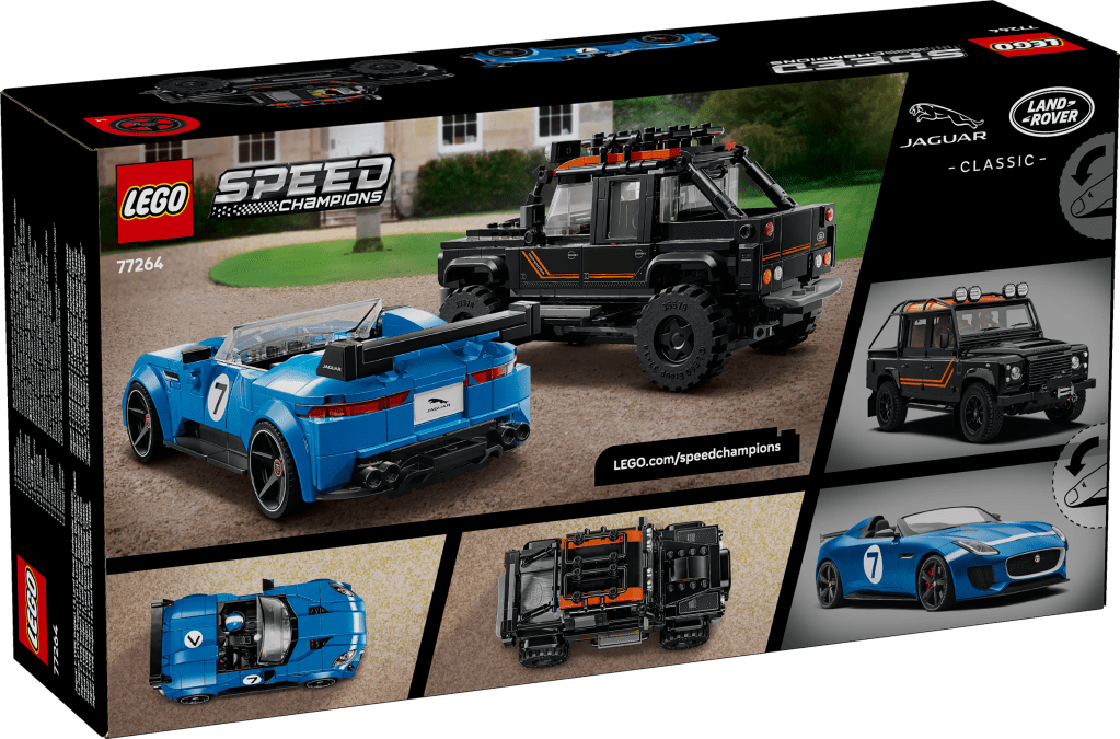 boîte LEGO Speed Champions 77264 La Jaguar Project 7 et le Land Rover Defender