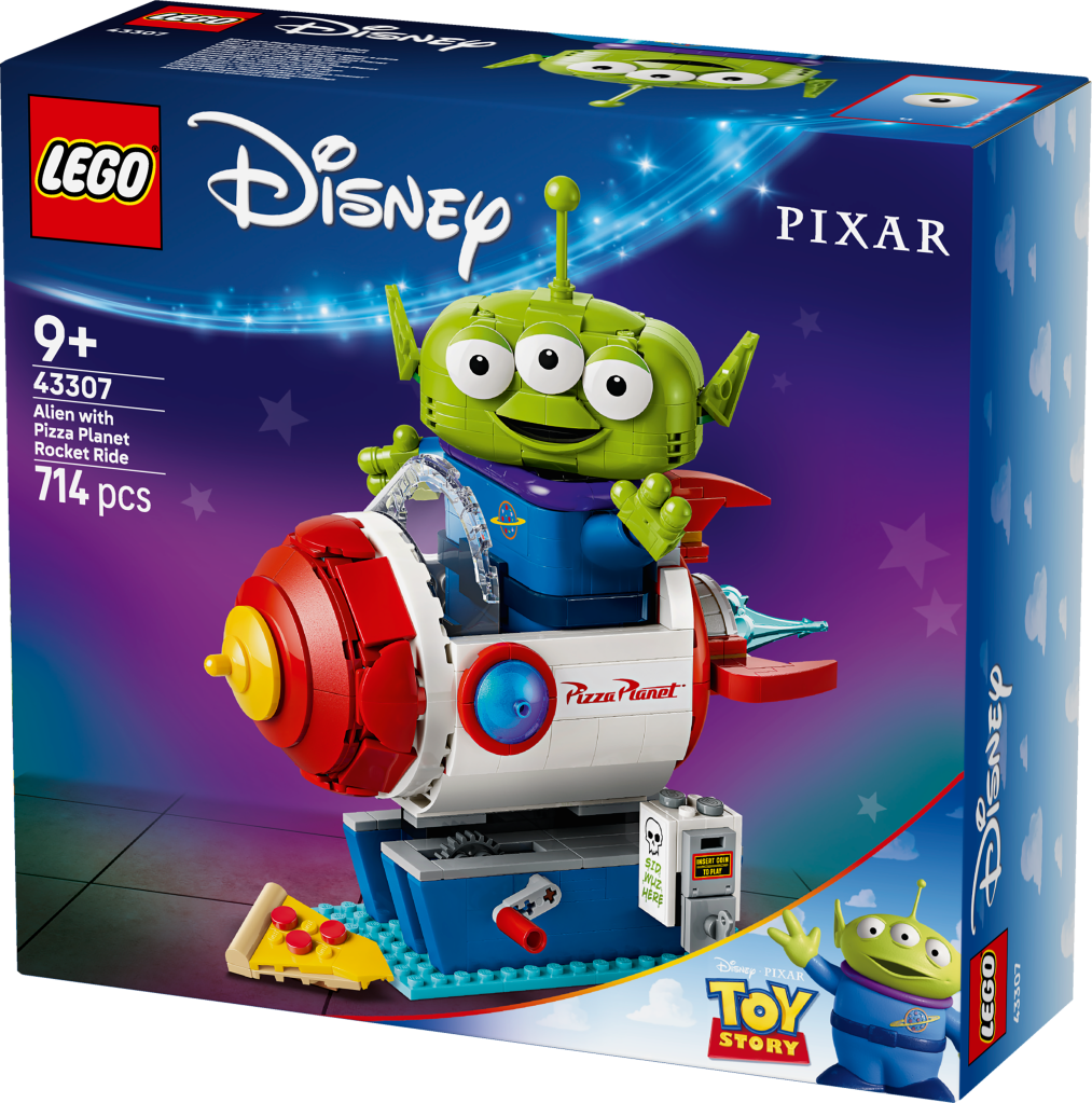 boîte LEGO Disney et Pixar Toy Story 43307 Alien et la Fusée Pizza Planet