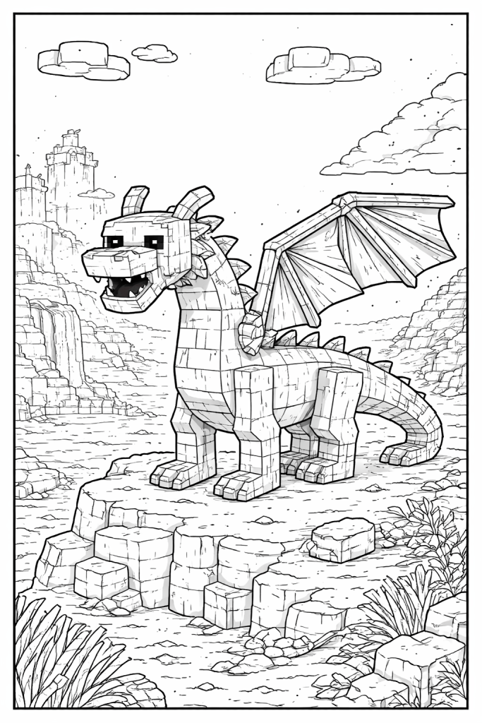coloriage Minecraft dragon