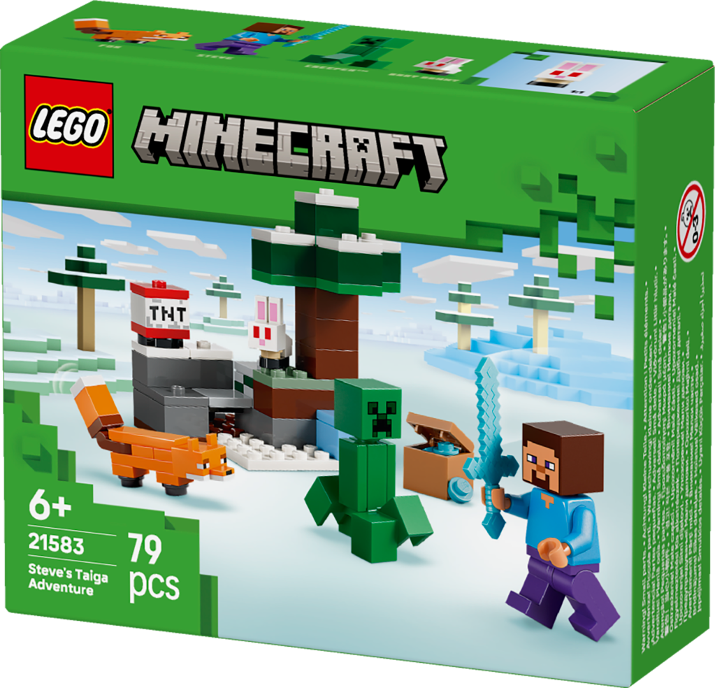boîte LEGO Minecraft 21583 L’Aventure de Steve dans la Taïga