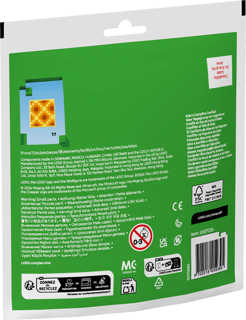boîte LEGO Minecraft 30732 Conflit autour du Feu de Camp d'Alex