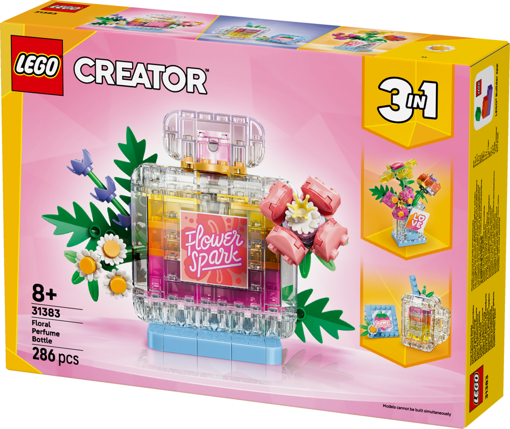boîte LEGO Creator 3-en-1 31383 Flacon de Parfum au Décor Floral