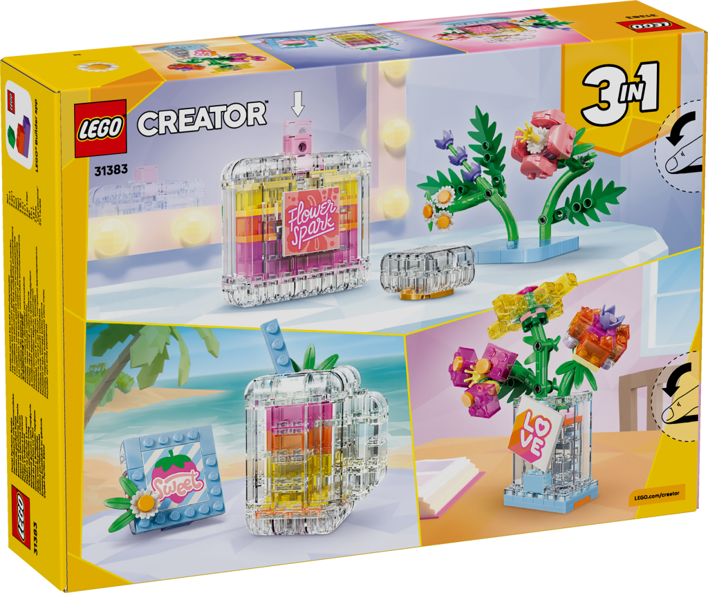 boîte LEGO Creator 3-en-1 31383 Flacon de Parfum au Décor Floral