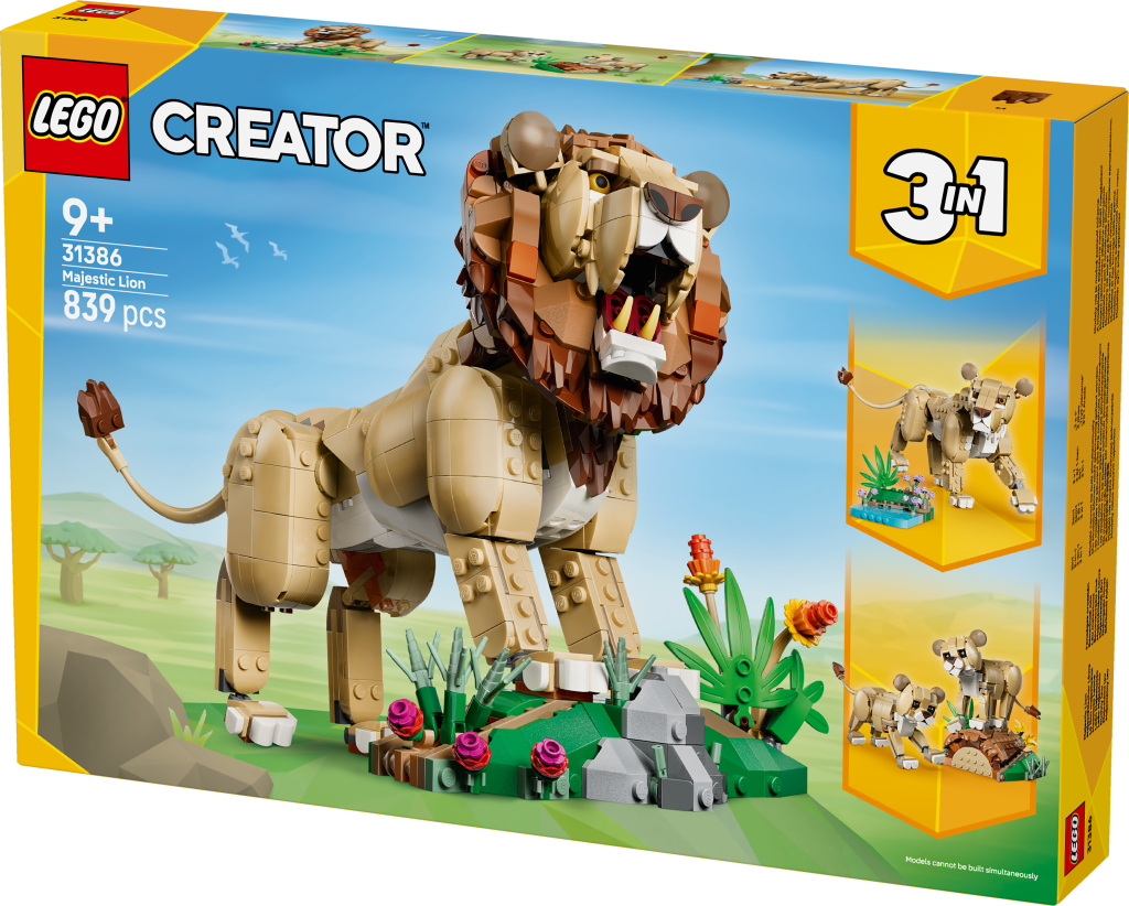 boîte LEGO Creator 3-en-1 31386 Animaux Sauvages : Le Lion Majestueux