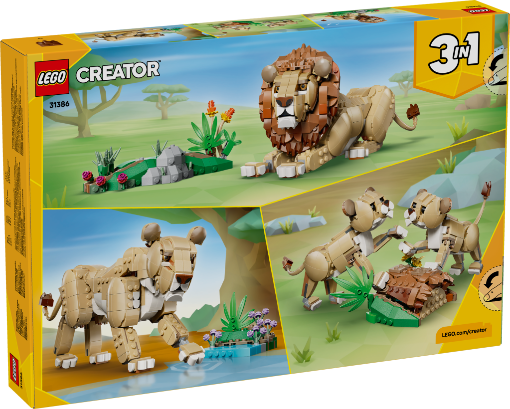boîte LEGO Creator 3-en-1 31386 Animaux Sauvages : Le Lion Majestueux