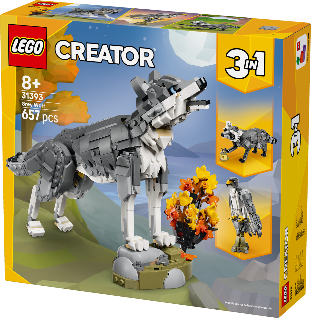 boîte LEGO Creator 3-en-1 31393 Les Animaux de la Forêt : le Loup Gris