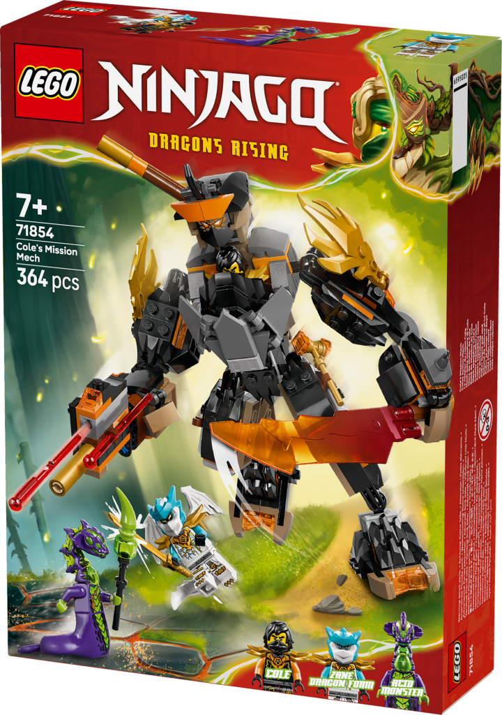 boîte LEGO NINJAGO 71854 La mission du robot Cole et du dragon Zane