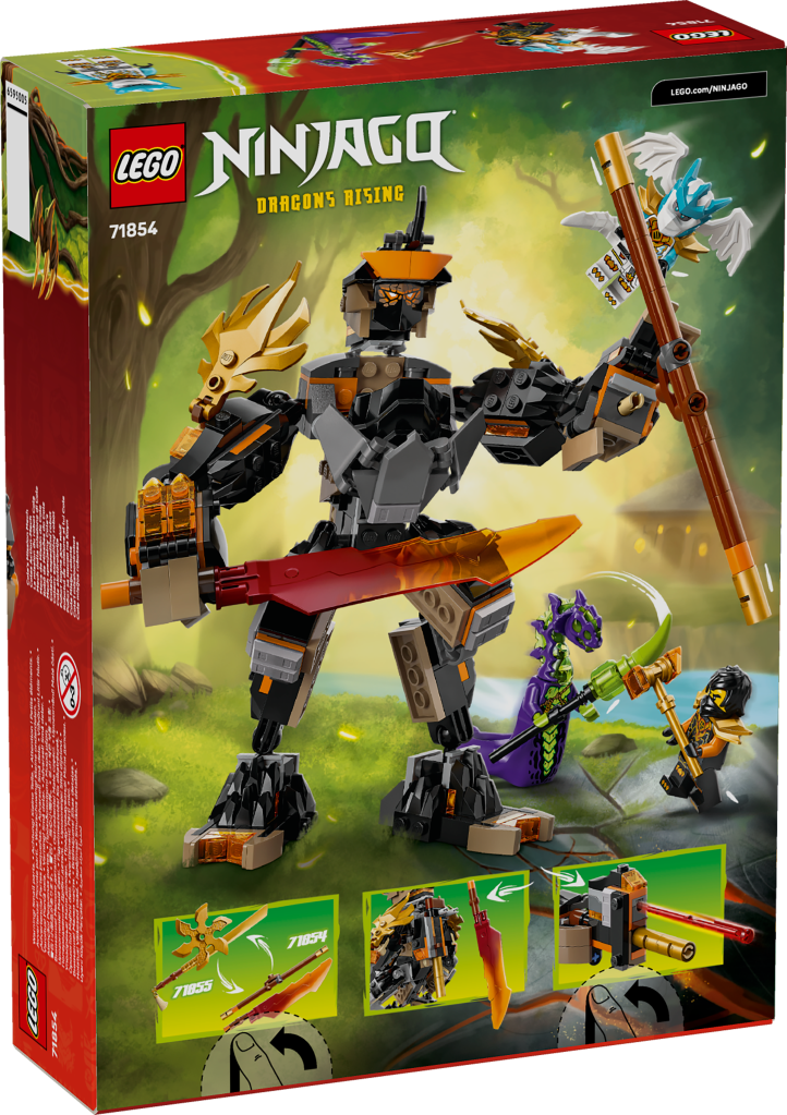 boîte LEGO NINJAGO 71854 La mission du robot Cole et du dragon Zane