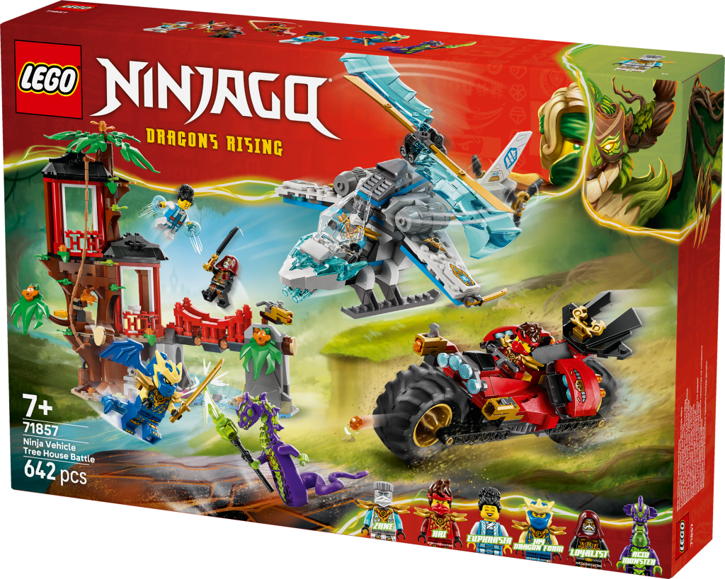 boîte LEGO NINJAGO 71857 La cabane et les véhicules des Ninjas