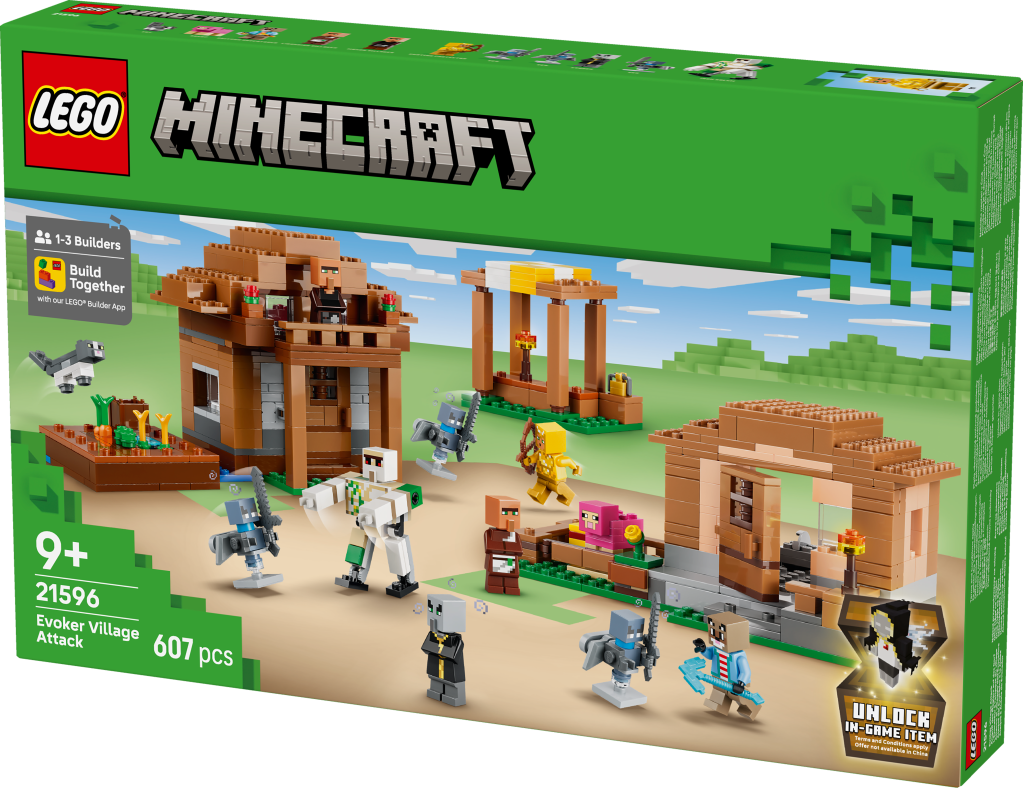 boîte LEGO Minecraft 21596 L'Évocateur à l'Attaque du Village