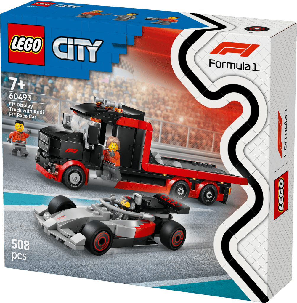 boîte LEGO City 60493 Camion de F1 avec Voiture de Course Audi