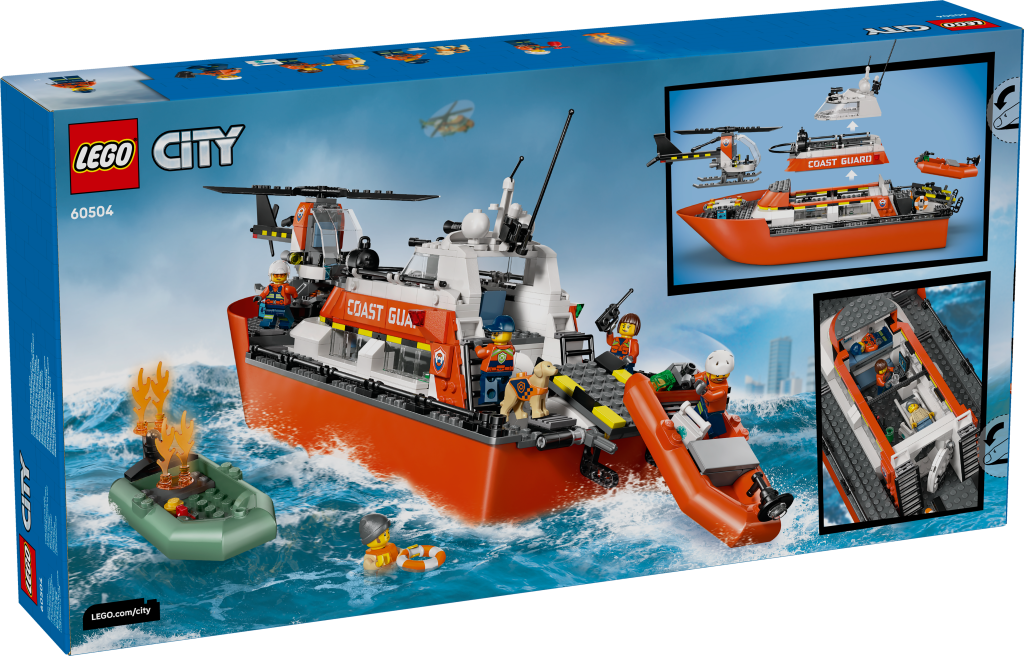boîte LEGO City 60504 Le Bateau de Sauvetage et l’Hélicoptère des Garde-Côtes