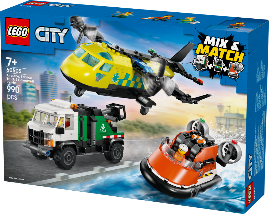 boîte LEGO City 60505 3-en-1 : Avion, Camion d’Assistance et Aéroglisseur Modulable