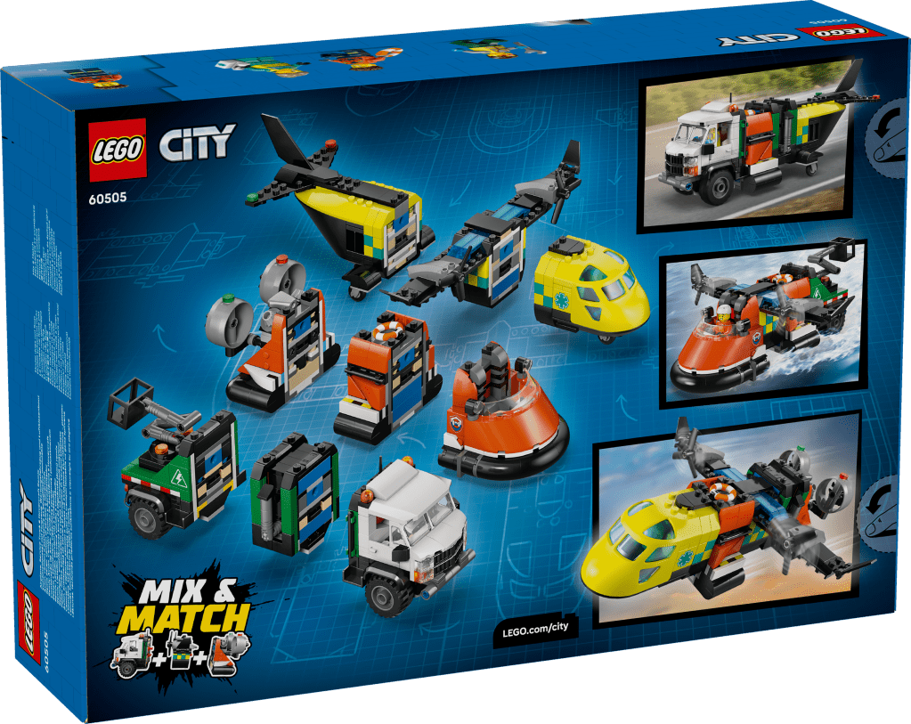 boîte LEGO City 60505 3-en-1 : Avion, Camion d’Assistance et Aéroglisseur Modulable