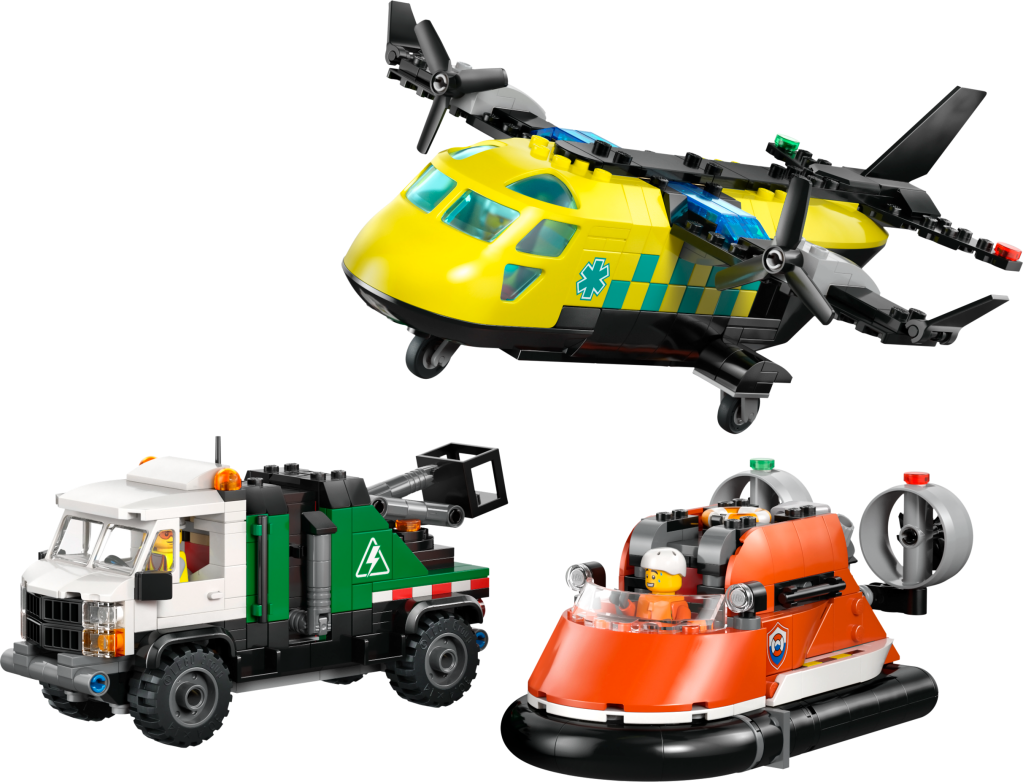 LEGO City 60505 3-en-1 : Avion, Camion d’Assistance et Aéroglisseur Modulable
