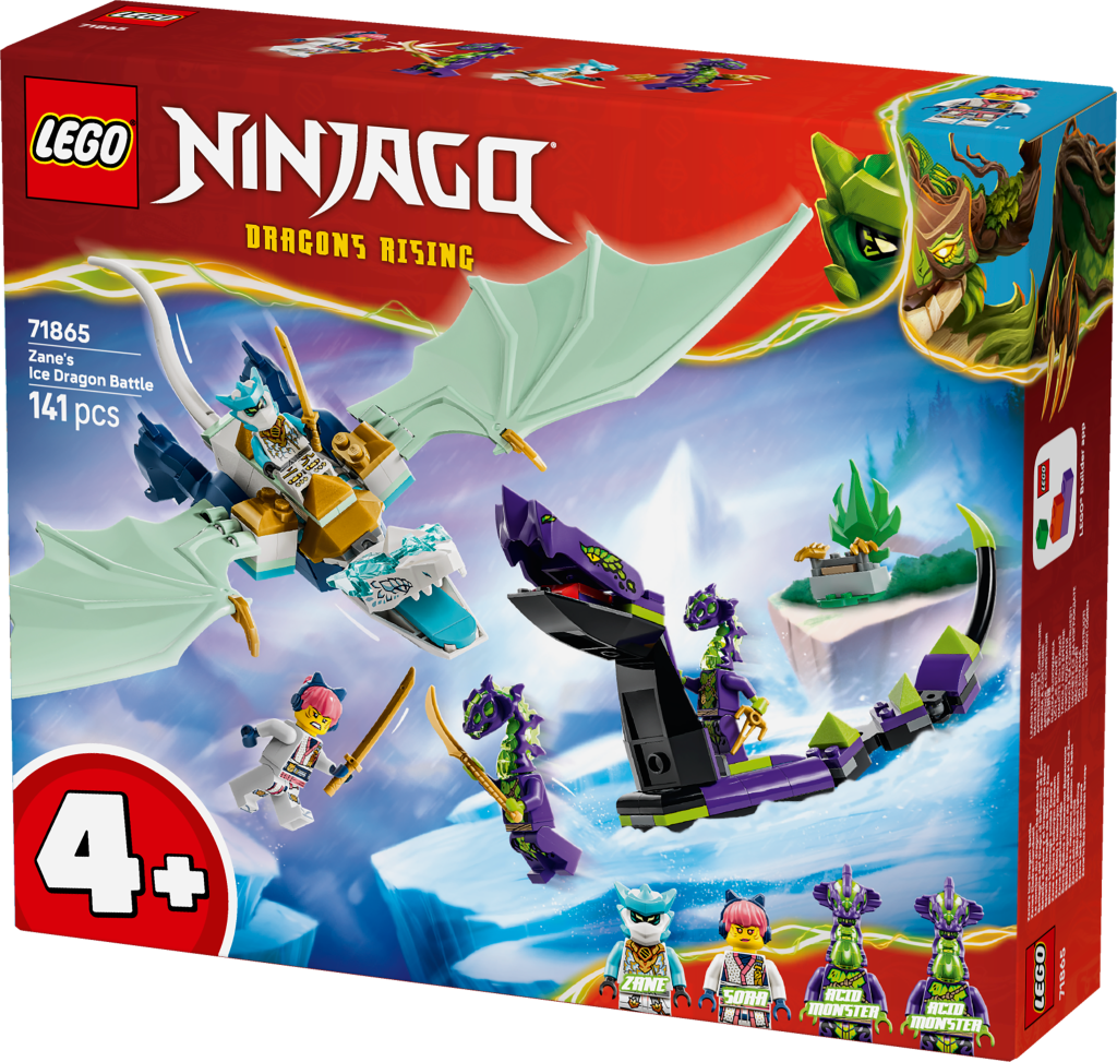 boîte LEGO NINJAGO 71865 Le Combat du Dragon de Glace de Zane