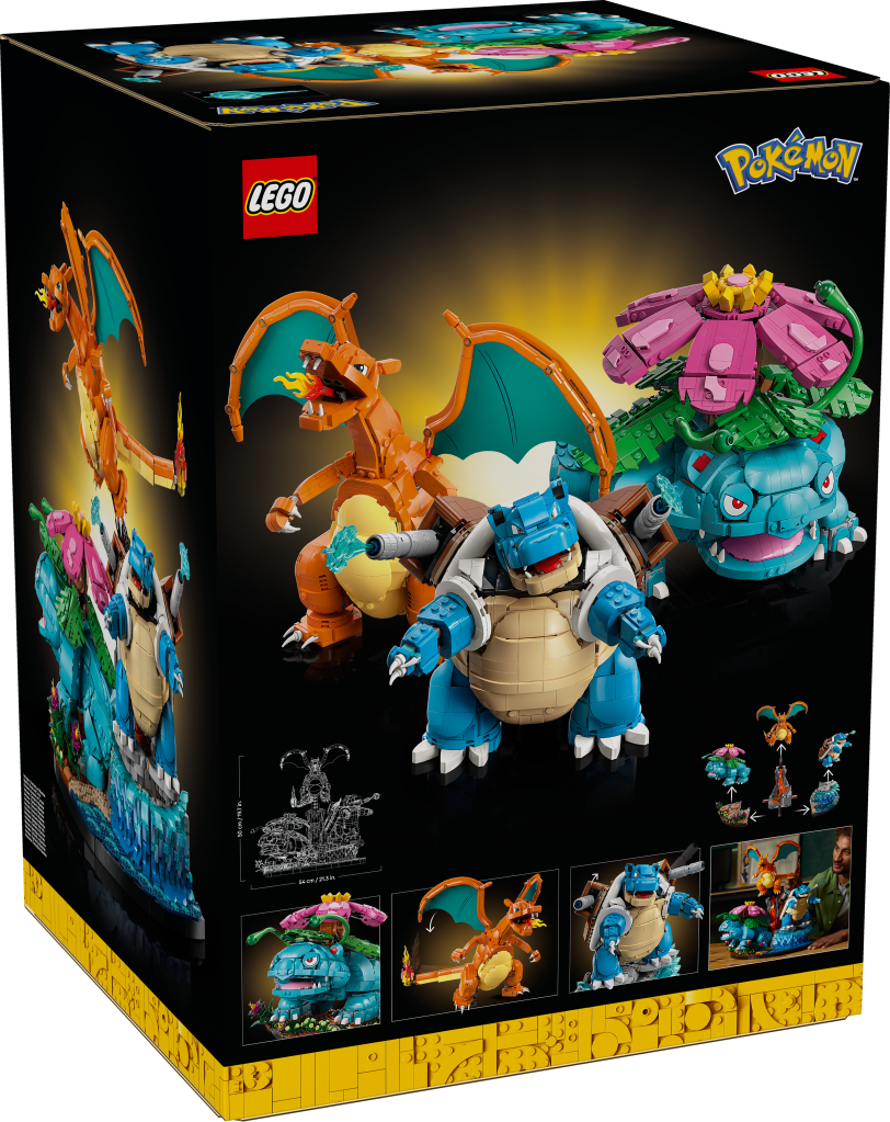 boîte LEGO Pokémon 72153 Florizarre, Dracaufeu et Tortank