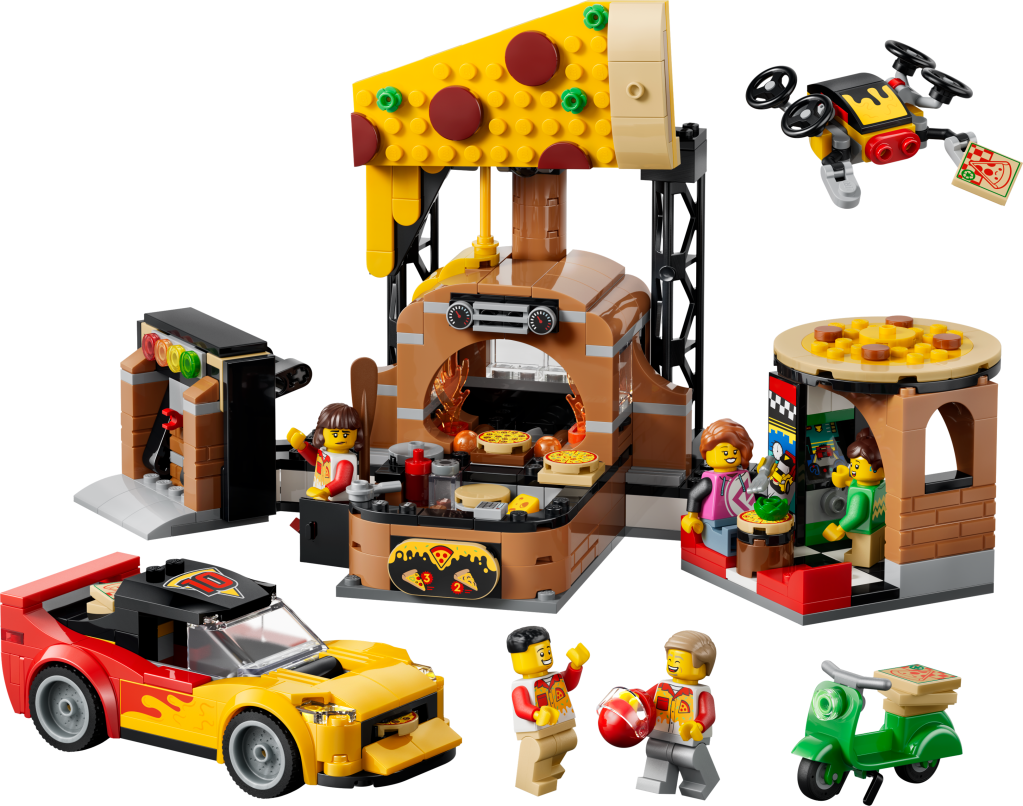 LEGO City 60496 La Pizzeria et ses Véhicules de Livraison