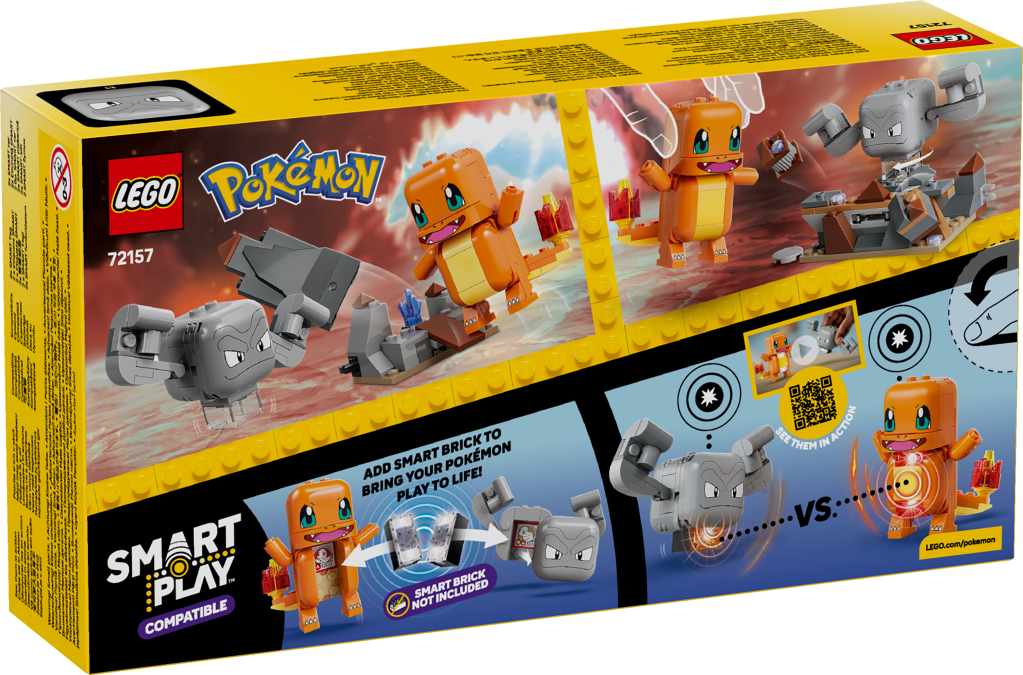 boîte LEGO Pokémon 72157 SMART Play : Salamèche et Racaillou, le combat dans la grotte