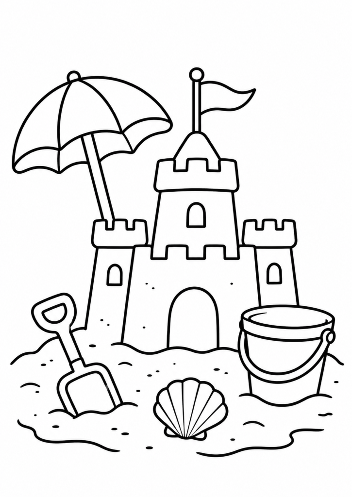 coloriage vacances été plage