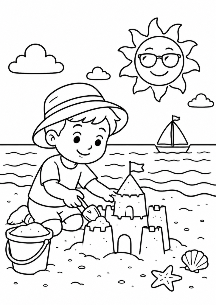 coloriage vacances été plage