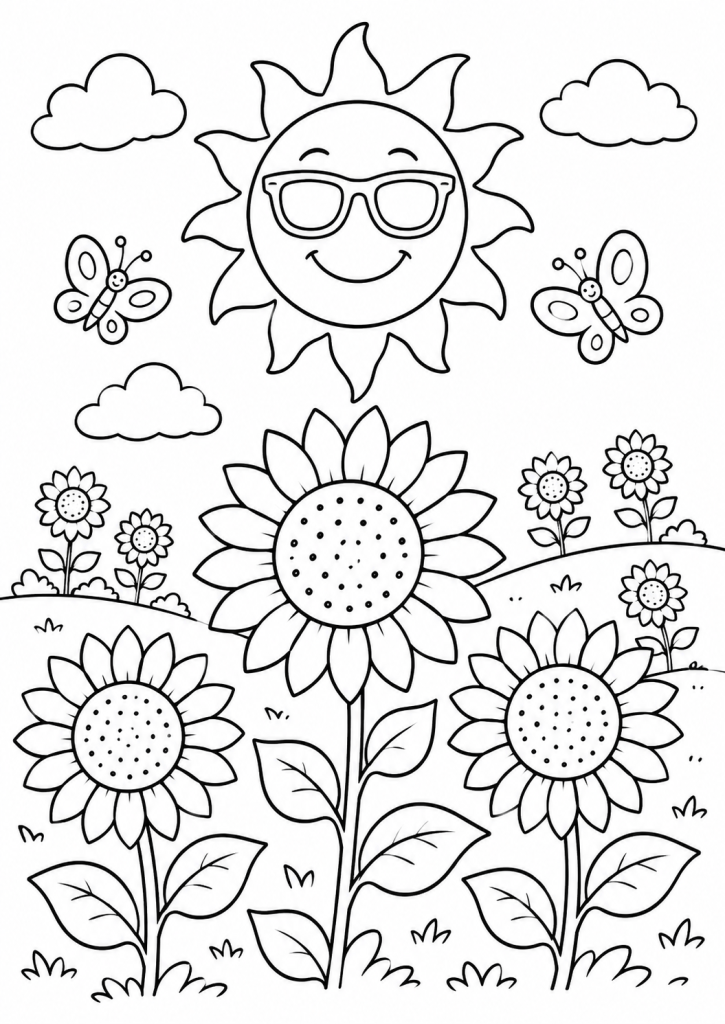 coloriage nature vacances