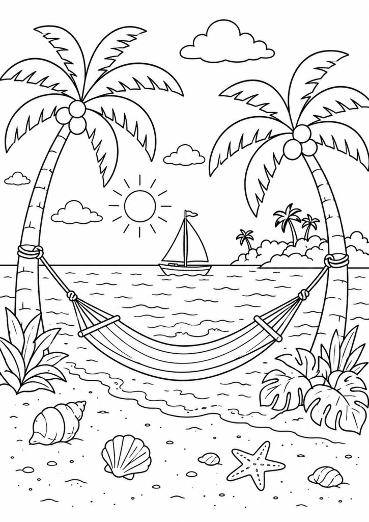 coloriage vacances été plage