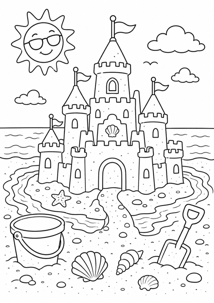 coloriage vacances été plage
