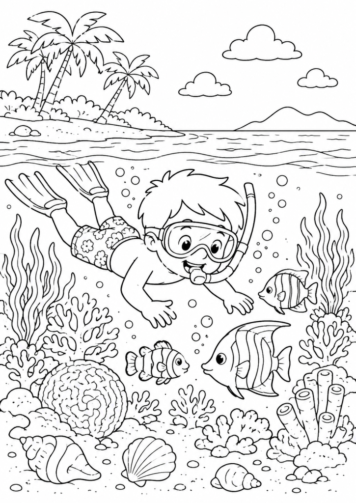 coloriage vacances été plage