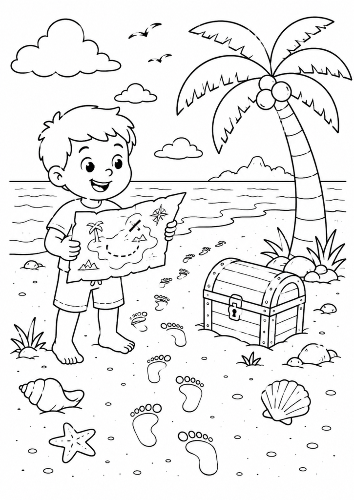 coloriage vacances été plage
