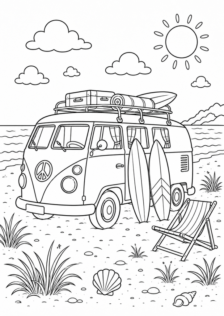coloriage vacances été plage