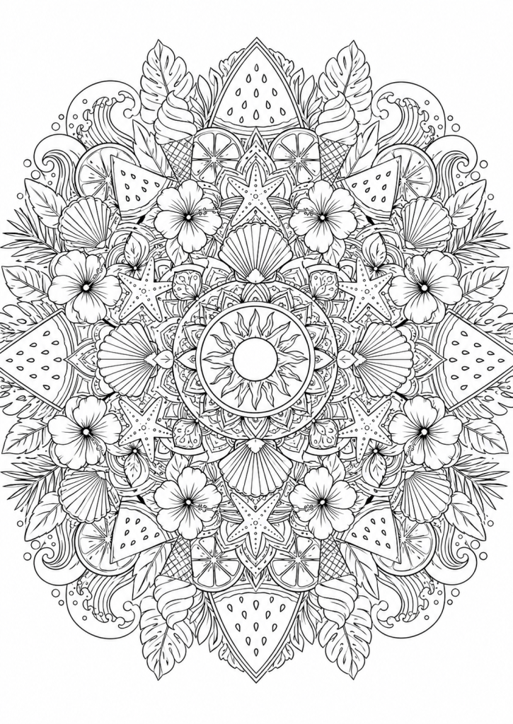 coloriage été adulte mandala