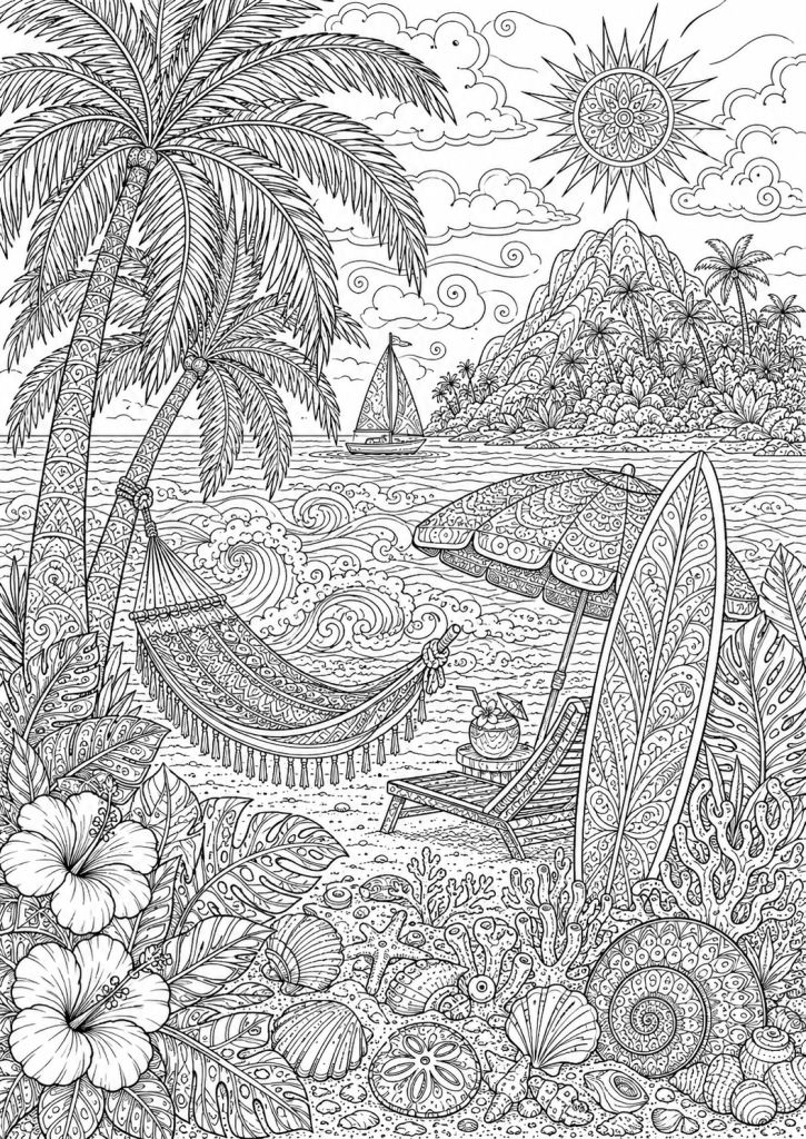 coloriage été adulte