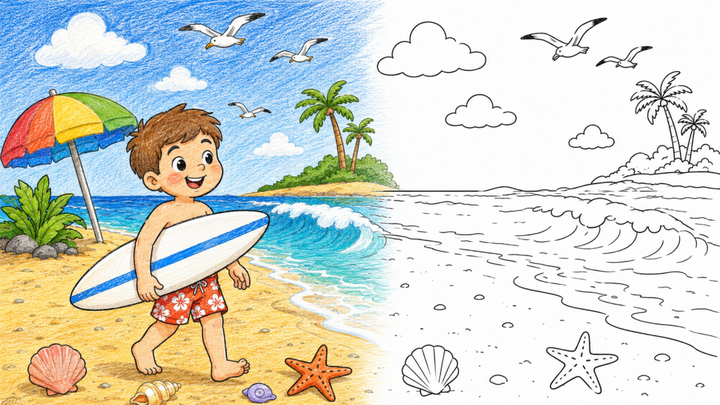 coloriage vacances été à imprimer