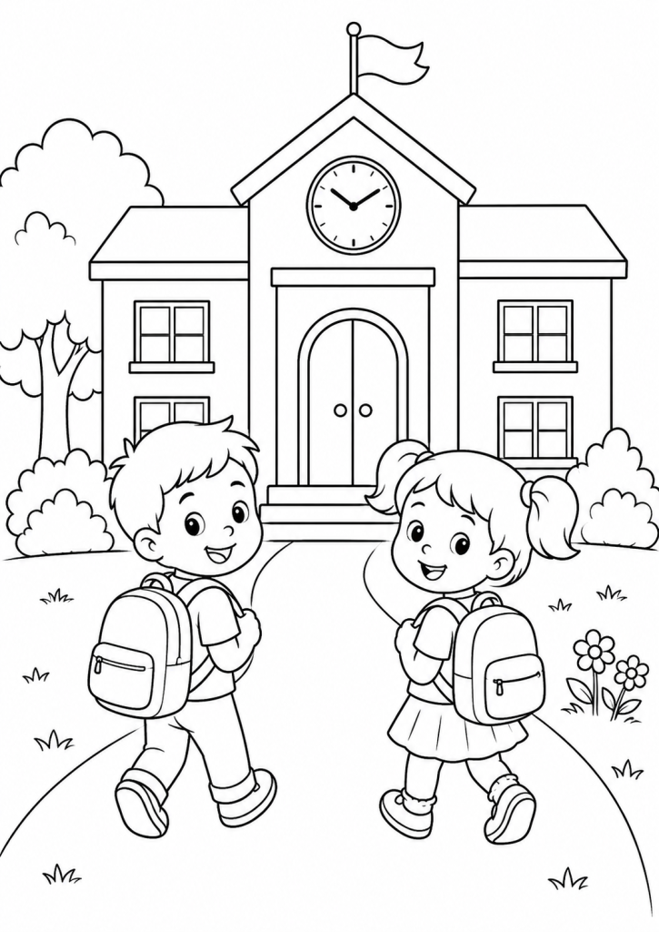 coloriage rentré maternelle école