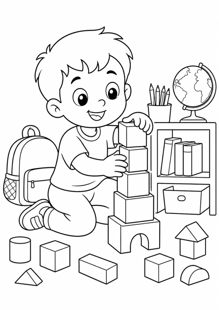 coloriage rentré maternelle école