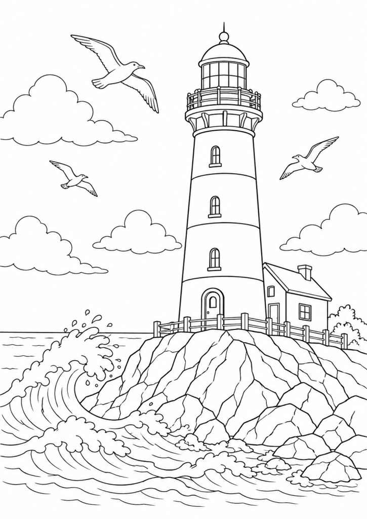 coloriage paysage mer