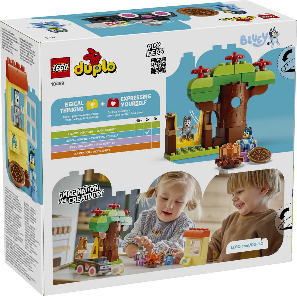 boîte LEGO® DUPLO Bluey 10469 Les Livreuses de Pizza avec Muffin et Bluey