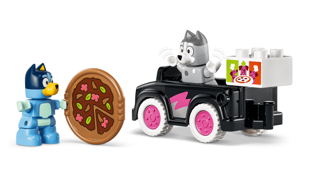 figurines LEGO® DUPLO Bluey 10469 Les Livreuses de Pizza avec Muffin et Bluey
