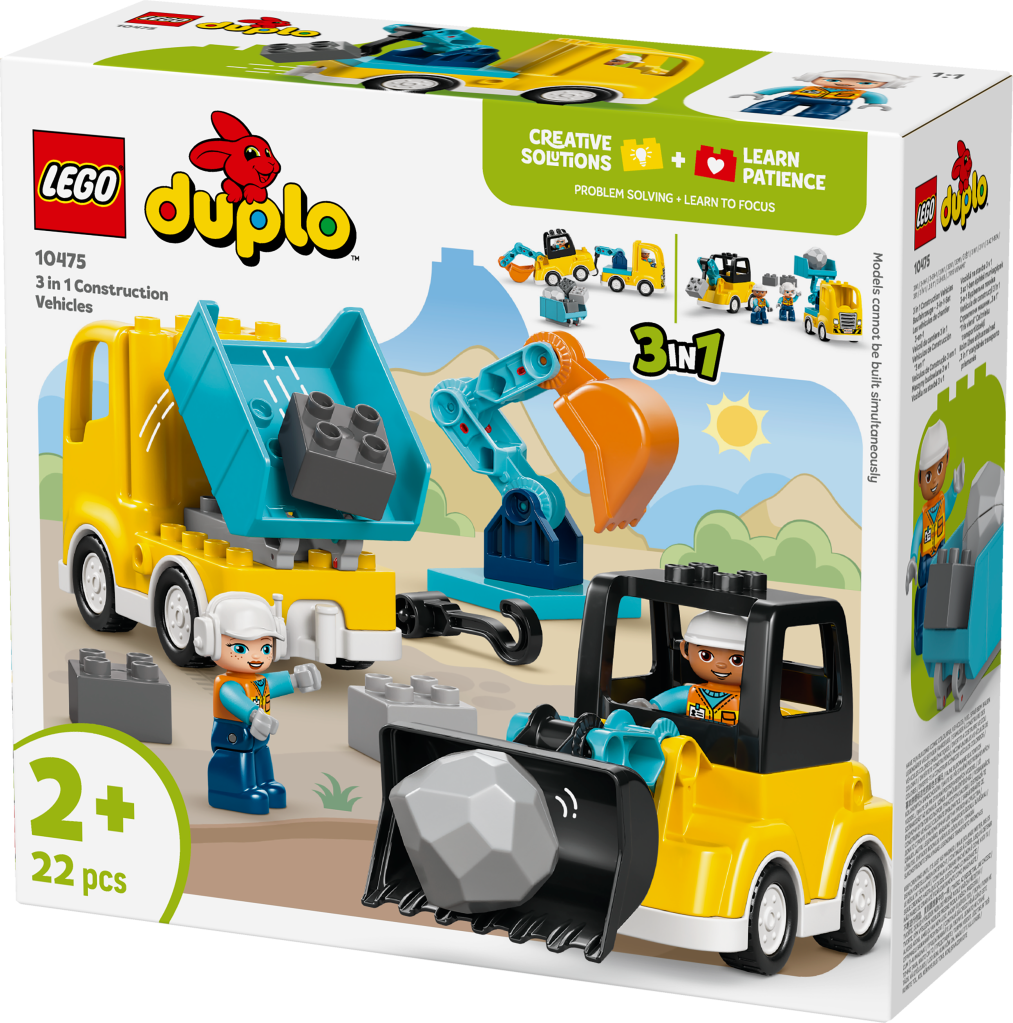 boîte LEGO® DUPLO Ma Ville 10475 Les Véhicules de Chantier 3-en-1
