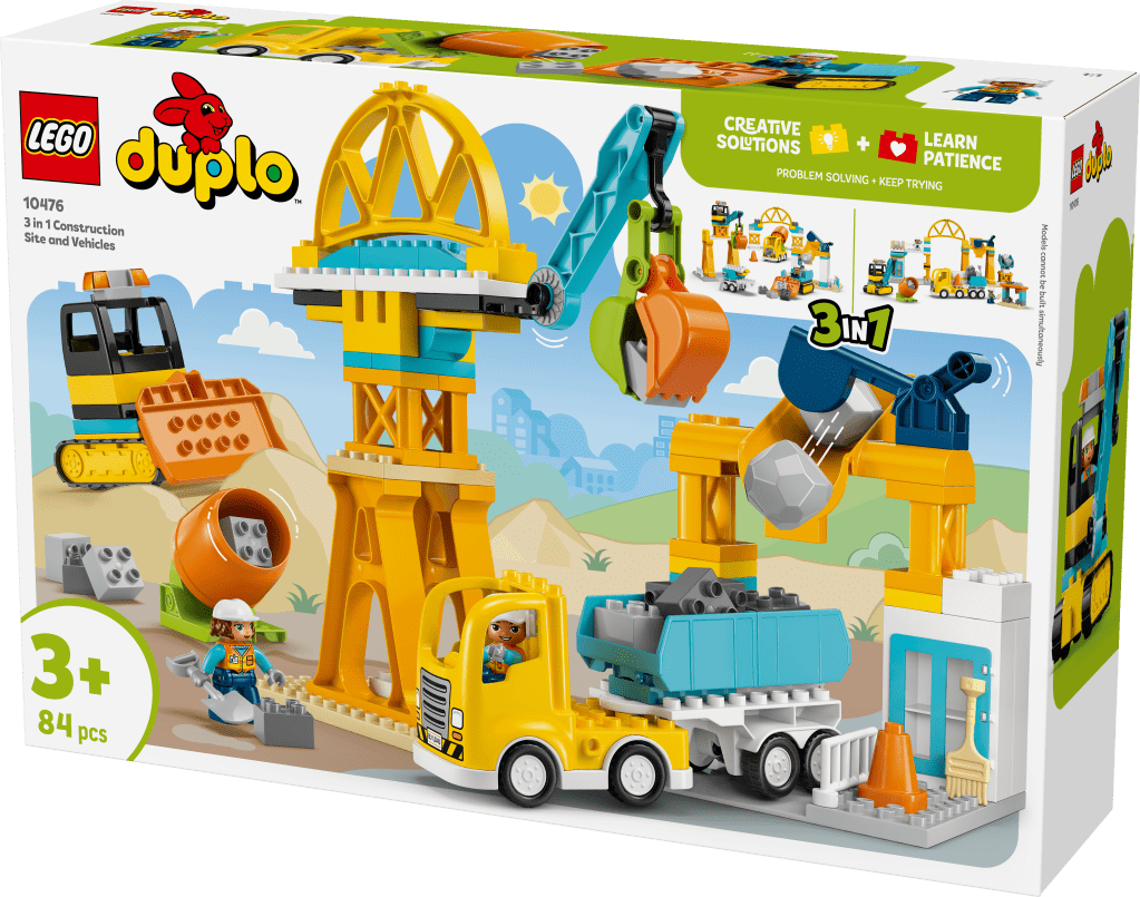 boîte LEGO® DUPLO Ma Ville 10476 Le Chantier et les Véhicules de Construction 3-en-1