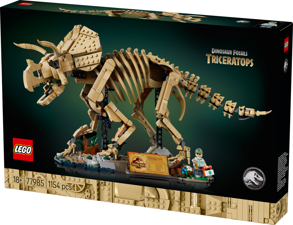 boîte LEGO® Jurassic World 77985 Les Fossiles de Dinosaure : le Tricératops