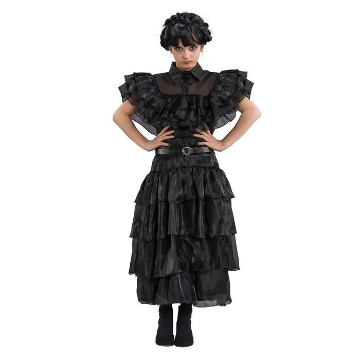 robe de bal noire Mercredi Addams avec ceinture