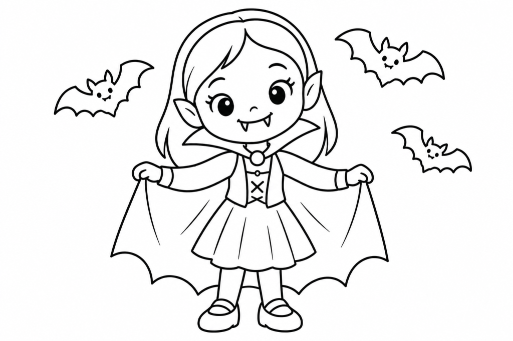 coloriage facile vampire fille