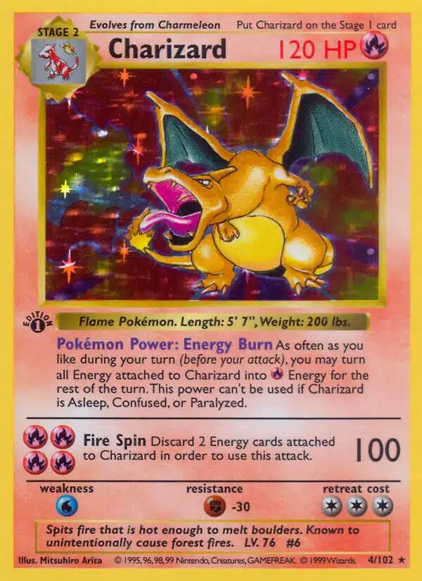 carte Dracaufeu Set de Base 1ère Édition Sans Ombre1999