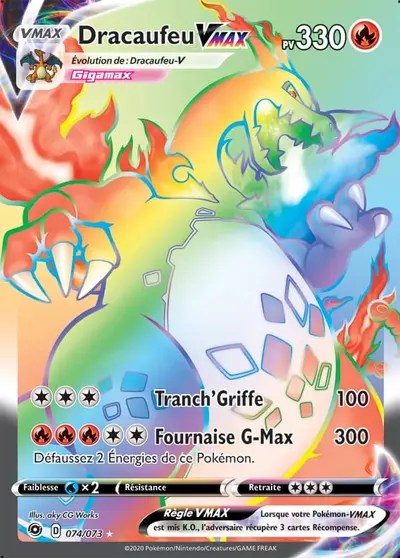 carte Dracaufeu VMAX Rainbow