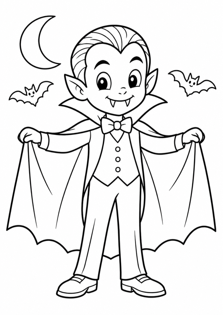 coloriage vampire dracula mignon