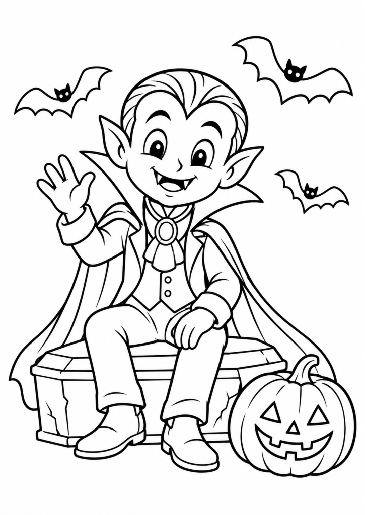 coloriage dracula vampire pour enfant halloween