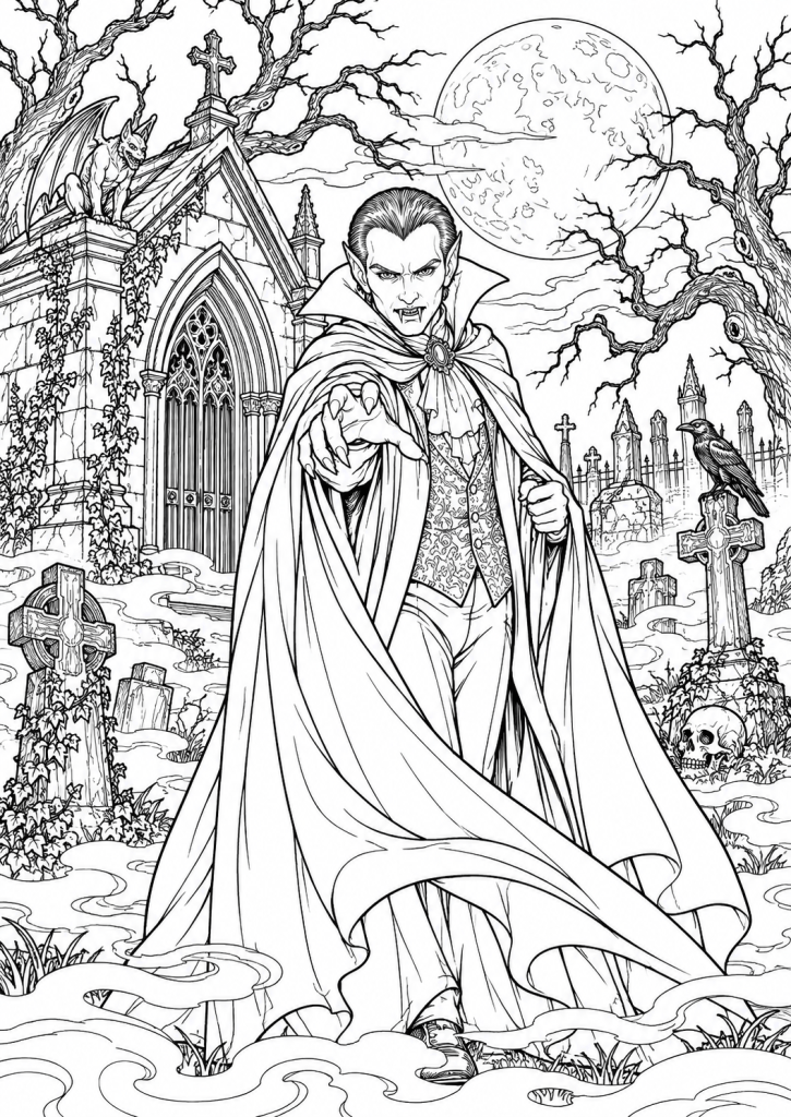coloriage vampire dracula adulte halloween