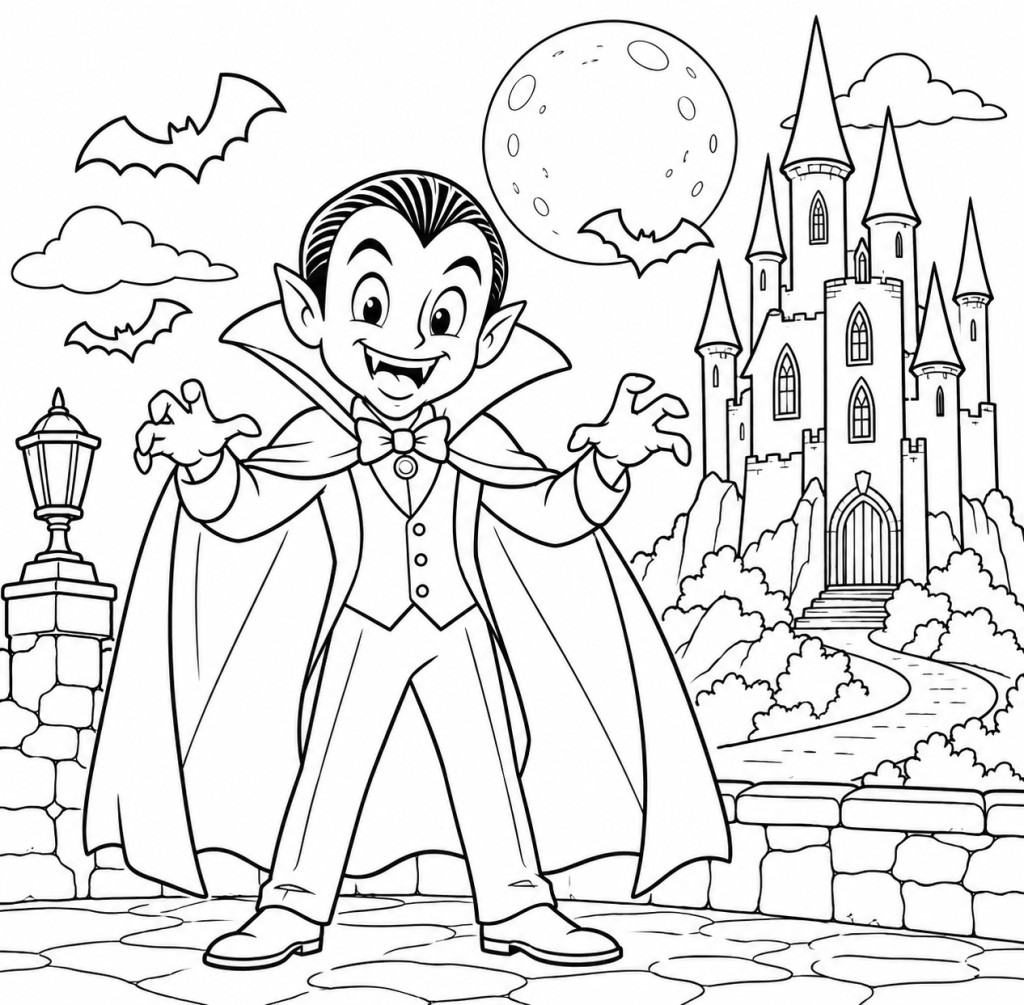 coloriage dracula homme halloween facile